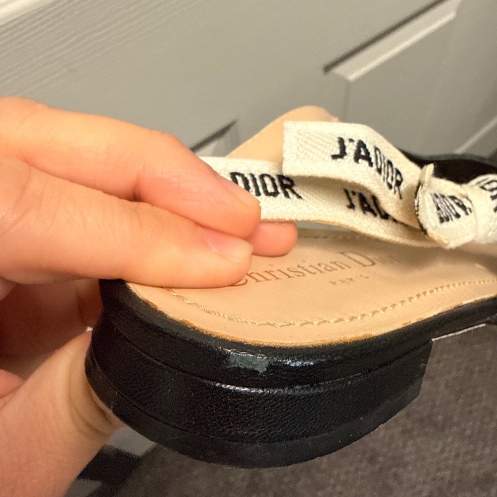Dior Black and Cream J'Adior Slingback Flats - Picture 13 of 14